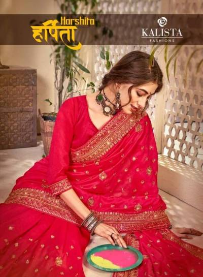 Harshita By Kalista Traditional Style Dimond Work Saree Collection